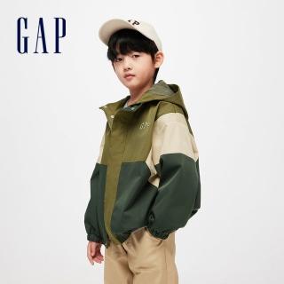 【GAP】男童裝 Logo連帽外套-深綠色(890196)