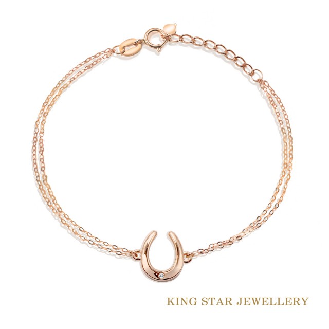 【King Star】18K天然鑽石手鍊 幸運馬蹄