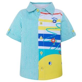 【tuc tuc】男童 藍白條印花短袖襯衫 12M-6A MI1424(tuctuc baby 上衣)