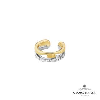 【Georg Jensen 官方旗艦店】FUSION 耳扣(18K黃金與白金 0.10ct鑽石 耳扣)