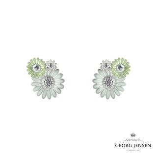 【Georg Jensen 官方旗艦店】Daisy x Stine Goya 耳環(純銀電鍍銠 綠色和白色琺瑯)