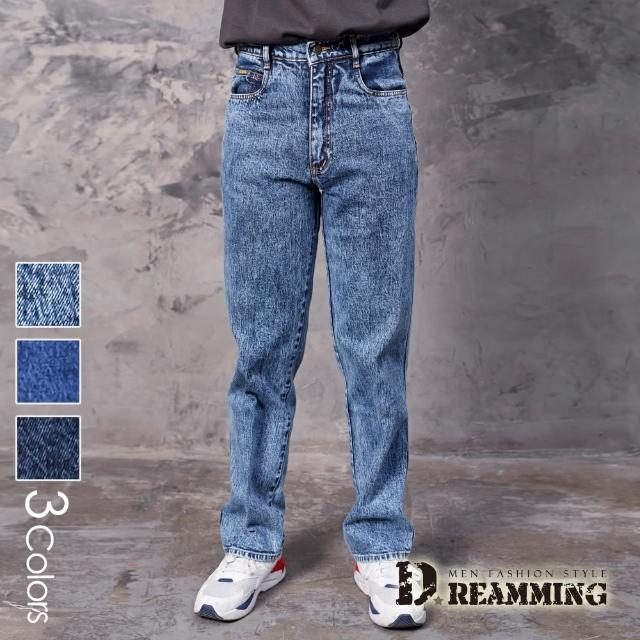 【Dreamming】經典印染伸縮中直筒牛仔褲 台灣製(共三色)