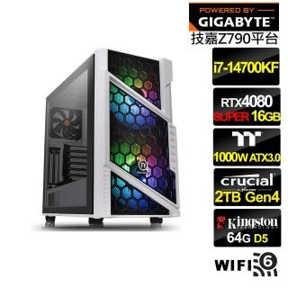 【技嘉平台】i7廿核GeForce RTX 4080S{戰慄公爵B}水冷電競電腦(i7-14700KF/Z790/64G/2TB/WIFI)