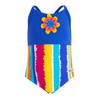 【tuc tuc】女童 藍彩條花朵連身泳衣 12M-6A MG828149(tuctuc baby 連身泳衣)