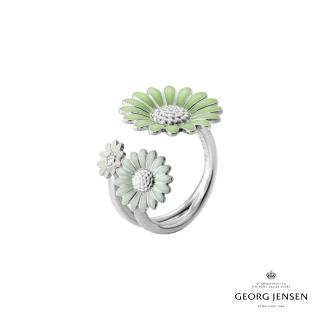 【Georg Jensen 官方旗艦店】Daisy x Stine Goya 戒指(純銀電鍍銠 綠色和白色琺瑯)