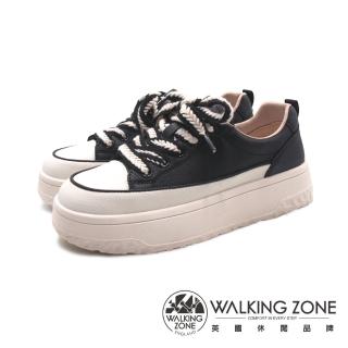 【WALKING ZONE】女 可愛粗繩厚底休閒鞋 女鞋(黑白色)