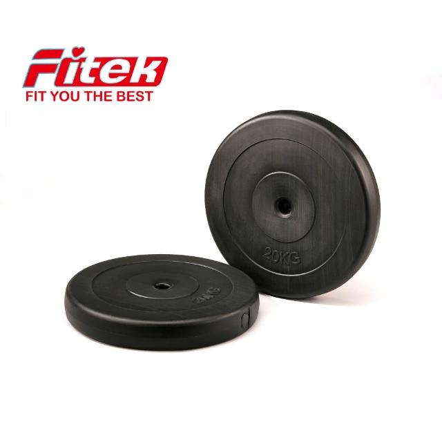 【Fitek】20公斤槓片兩片／1英吋孔徑 20KG槓片*2個(20公斤塑膠槓片 一般孔徑 水泥槓片)