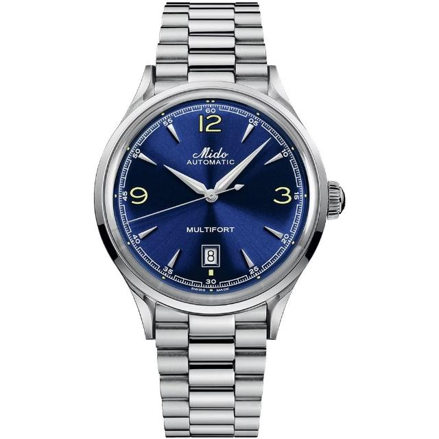 【MIDO 美度 官方授權】先鋒系列 復古風格機械腕錶-40mm/藍 畢業 禮物(M0404071104700)