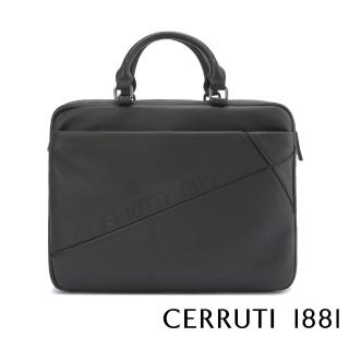 【Cerruti 1881】義大利頂級小牛皮公事包/斜背包(大象灰 CECA06253M)