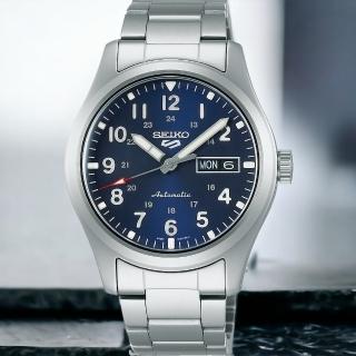 【SEIKO 精工】5 Sports 軍風 機械錶 男錶 手錶 藍色 指針錶 手錶 禮物 畢業(4R36-10A0B/SRPG29K1)