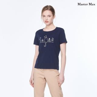 【Master Max】繡圖貓咪彈性休閒短袖上衣(8414004)