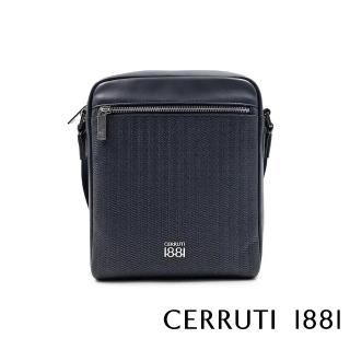 【Cerruti 1881】義大利頂級小牛皮肩背包斜背包(黑色 CEBO06545M)