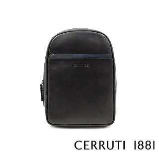 【Cerruti 1881】義大利頂級小牛皮斜肩包(黑色 CEBO06533M)