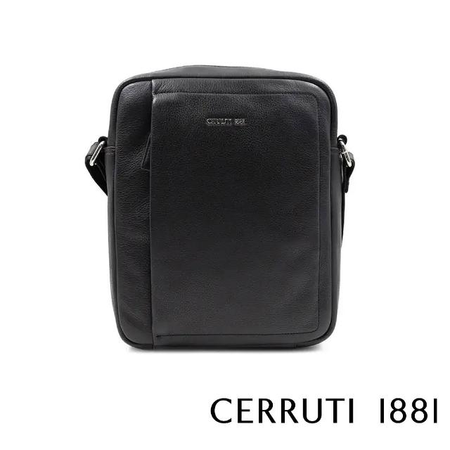 【Cerruti 1881】義大利頂級小牛皮肩背包斜背包(黑色 CEBO06577M)