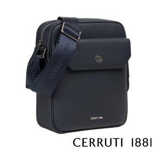 【Cerruti 1881】義大利頂級小牛皮肩背包斜背包(深藍色 CEBO06478M)
