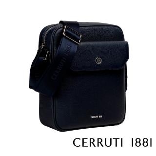 【Cerruti 1881】義大利頂級小牛皮肩背包斜背包(黑色 CEBO06478M)