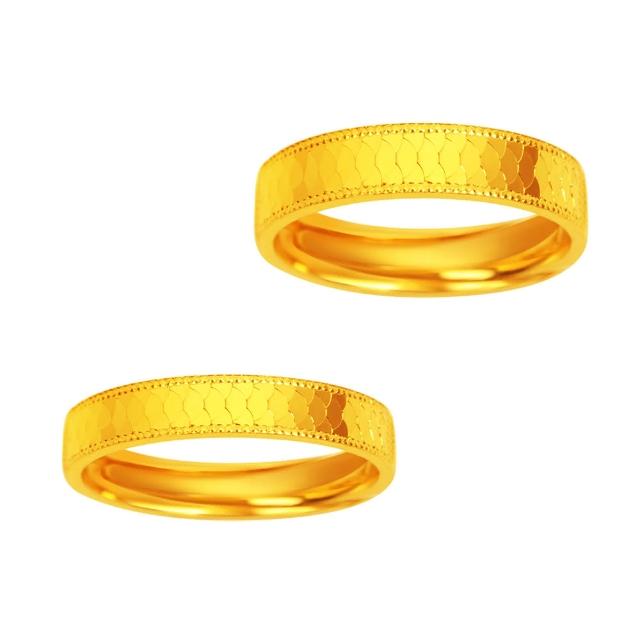【迎鶴金品】黃金9999 魚鱗情侶對戒指(3.64錢)