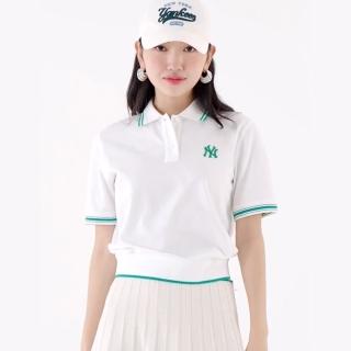 【MLB】女版抗UV防曬短袖Polo衫 紐約洋基隊(3FPQB0243-50IVS)