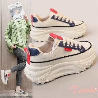 【Taroko】復古刷色潮流圓頭運動休閒鞋(2色可選)