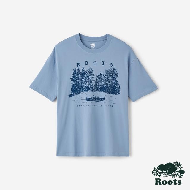 【Roots】Roots 男裝- SOMBRIO OUTDOOR寬版短袖T恤(藍色)
