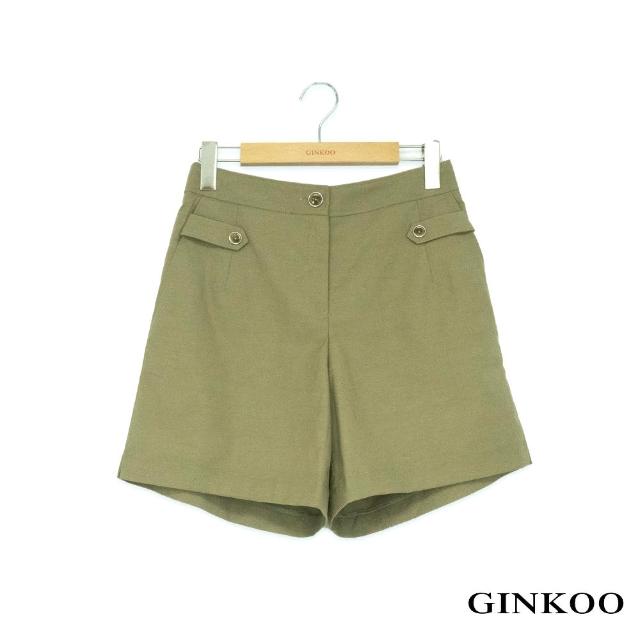 【GINKOO 俊克】口袋扣飾短褲