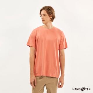 【Hang Ten】男裝-基本款BCI純棉圓領腳丫短袖T恤(橘粉)