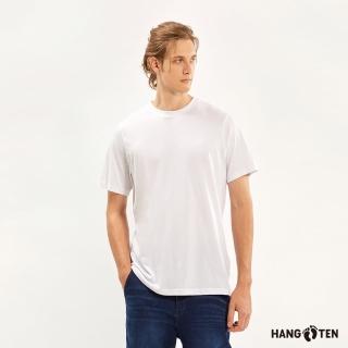 【Hang Ten】男裝-基本款BCI純棉圓領腳丫短袖T恤(白)