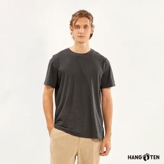【Hang Ten】男裝-基本款BCI純棉圓領腳丫短袖T恤(灰)