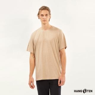 【Hang Ten】男裝-基本款BCI純棉圓領腳丫短袖T恤(啡杏花紗)