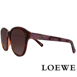 【LOEWE 羅威】新春天款 優雅花語系列太陽眼鏡(暗紅/琥珀 SLW805-09QA)