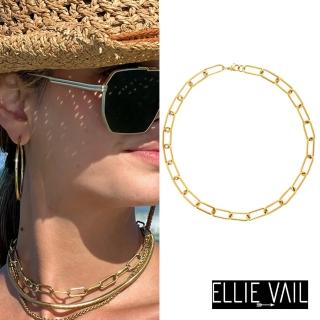【ELLIE VAIL】邁阿密防水珠寶 金色細緻迴紋針項鍊 簡約金色頸鍊 Carla Paper Clip(防水珠寶)