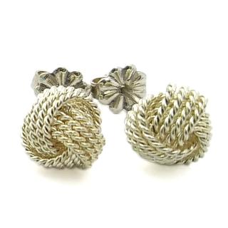 【Tiffany&Co. 蒂芙尼】925純銀-TWIST立體旋轉造型墜飾針式耳環