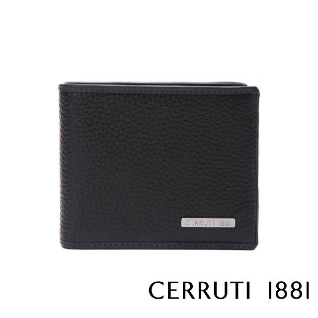 【Cerruti 1881】限量2折 義大利頂級小牛皮9卡透明窗短夾皮夾 5988M 全新專櫃展示品(黑色 贈禮盒提袋)