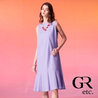 【GLORY21】網路獨賣款-etc.質感棉麻裙擺荷葉無袖洋裝/連身裙(淺紫)