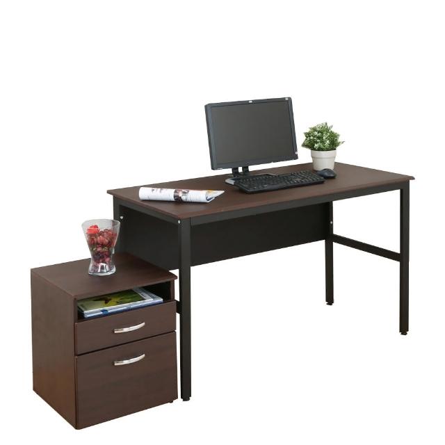 【DFhouse】頂楓120公分電腦辦公桌+活動櫃-胡桃色