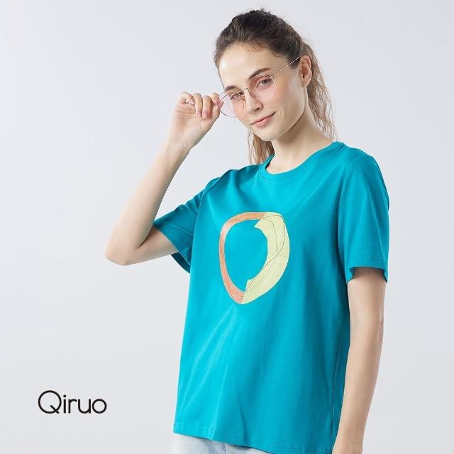 【Qiruo 奇若名品】春夏專櫃藍綠上衣3214A 大圓圈設計(女)