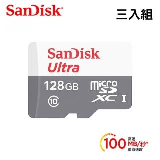 【SanDisk 晟碟】Ultra microSD UHS-I 128GB 記憶卡《三入組》