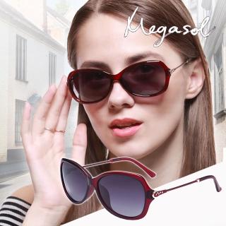 【MEGASOL】UV400防眩偏光太陽眼鏡時尚中框墨鏡(經典橢圓框水鑽魔杖鏡架5501多色選)