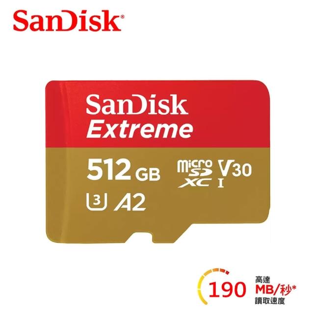 【SanDisk 晟碟】Extreme U3 microSDXC V30 A2 512GB 記憶卡