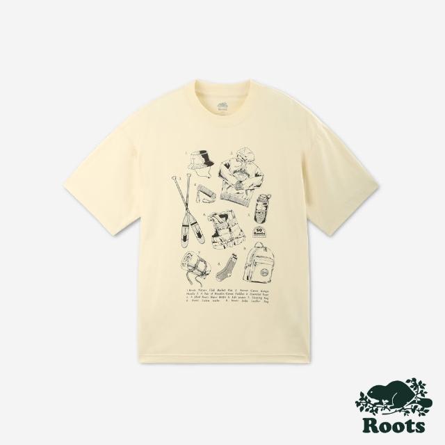 【Roots】Roots 男裝- OUTDOOR ESSENTIALS寬版短袖T恤(奶油色)