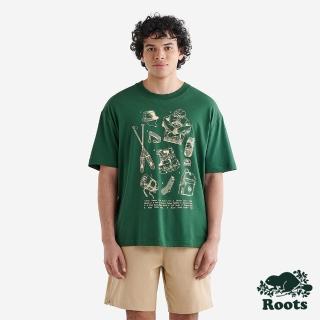 【Roots】Roots 男裝- OUTDOOR ESSENTIALS寬版短袖T恤(森林綠)
