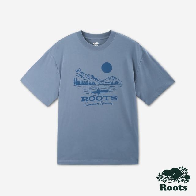 【Roots】Roots 男裝- LONG WEEKEND寬版短袖T恤(藍色)