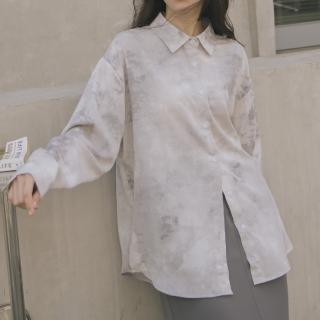 【Queenshop】女裝 長袖 質感暈染造型寬版襯衫兩色售 現+預 01025256