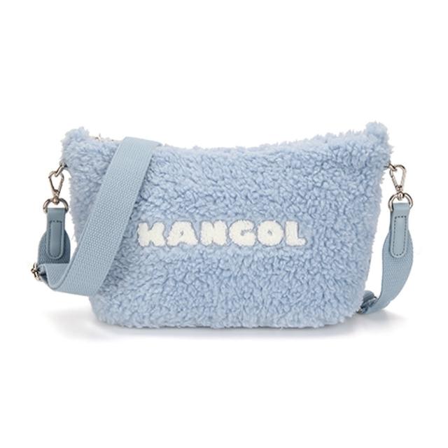【KANGOL】Bichon 棉花糖字體側背包(藍色)