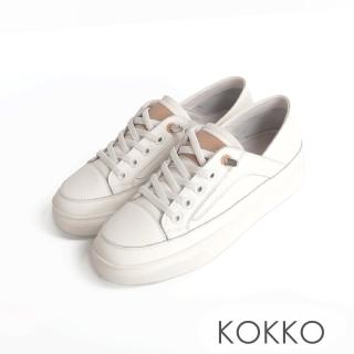 【KOKKO 集團】MOMO限時獨家 時尚真皮百搭簡約2way休閒鞋(白色)
