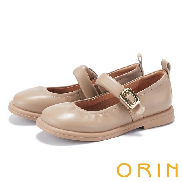 【ORIN】圓頭柔軟羊皮瑪麗珍娃娃鞋(棕色)