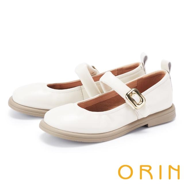 【ORIN】圓頭柔軟羊皮瑪麗珍娃娃鞋(白色)