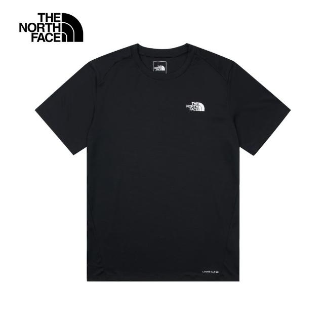 【The North Face 官方旗艦】【抗UV】】北面男款UPF黑色吸濕排汗防曬透氣休閒短袖T恤｜83TOJK3