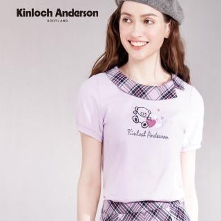 【Kinloch Anderson】愛心小熊粉格領短袖上衣 金安德森女裝(KA1153002)