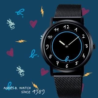 【agnes b.】marcello 35週年限量款霓虹腕錶-34mm(VJ20-KVP0SD/BJ5023X1)